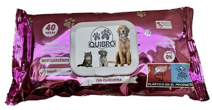 Quibropets Toallitas Húmedas con Clorhexidina para la Higiene de Patas de Perros y Gatos - Limpieza Profunda y Efectiva en un Solo Paso - Limpiador de Patas para Mascotas - 40 Unidades.