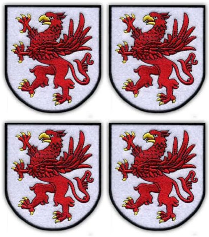 Set von vier - Wappen der Westpommern Region Zachodniopomorskie - Aufnäher - Bestickter Aufnäher / Abzeichen / Emblem