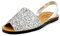 Avarca Damen Sandalen Glitzer Pailletten Leder Riemchen Schuhe Barca Menorquina Menorca Sommerschuhe silber EU 42