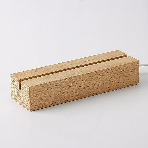 Bemaystar Langer weißer Lichtständer, Holzständer, Acryl LED Lichtständer, Nachtbeleuchtung Basis für 3D Kristall Nachtlichter