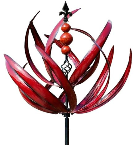 Windräder Garten,Metall Windrad Lotus Windspiel Windmühle Für Garten, Garden Windspiel Metall | Yard Spinne Auf Einsätzen Um 360Grad Drehbare, Für Terrasse Hof Rasen Garten