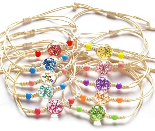 Aucuu Braccialetti dell'Amicizia Regolabili per Ragazze, 10 Pezzi Bracciale Fiori Colorati, Fatto a Mano, Braccialetto Intrecciato dell'Amicizia, Bracciali Bambina Gioielli per Festa Compleanno Regalo