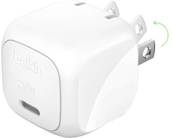 Belkin Kompakter Ladeblock, 20 W, USB-C Power Delivery Schnellladung – Apple iPhone 16, 15, 14, 13, Plus, Pro, Samsung Galaxy S25, Google Pixel, iPad, AirPods, Nintendo Switch 2 & mehr – Weiß