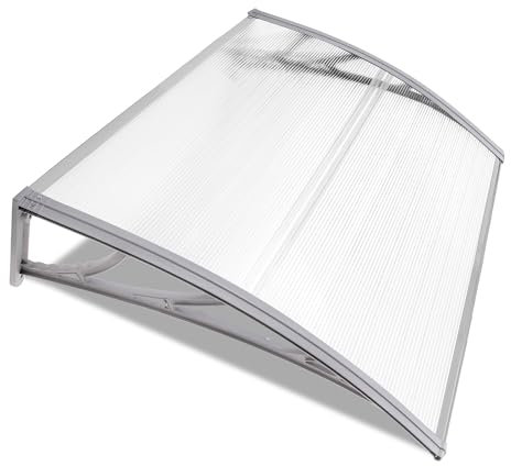 Door Canopy Outdoor Awning Window Garden Patio Porch Canopy Rain Shelter Cover Polycarbonate Roofing Sheet UV Snow Sunlight Protection Door Canopies, 120 x 80cm Grey