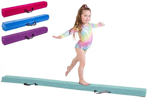 Schwebebalken für zuhause – Größen 210/240/270/300 cm - Erstaunliche Balance-Ausrüstung für Kinder zu Hause – Wildlederimitat, hochdichter EVA-Schaum – Lernkarten, Tragegurte, Tragetasche