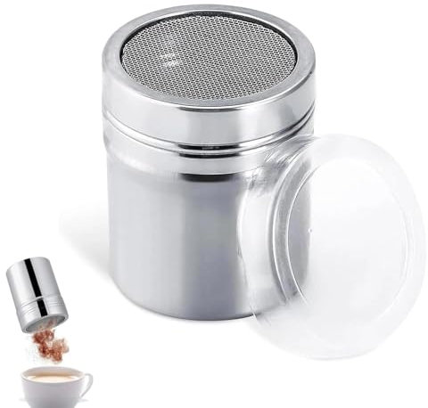 Aczyqws 1 pcs chocolate shaker for cappuccino,Flour Shaker,Chocolate Shaker for Cappuccino,Fine Mesh Flour Duster for Baking Cooking,Icing Sugar Salt Cocoa Flour Coffee Shaker Sifter for Kitchen Craft