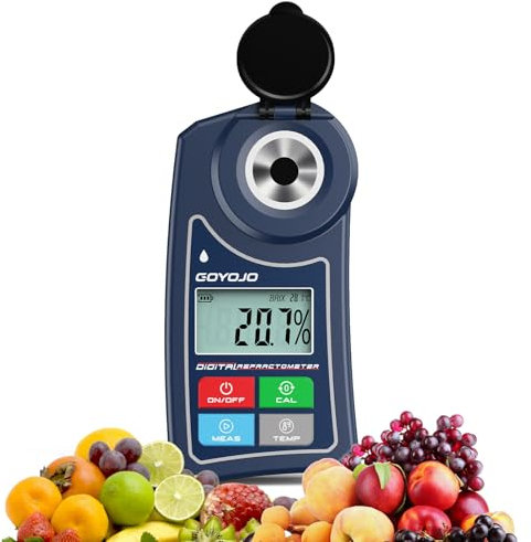 Digitales Brix-Refraktometer, Brix-Messgerät mit Automatischer Temperaturkompensation für Wasserproben, Lebensmittel, Früchte, Getränke und den Zuckergehalt von Pflanzen (0,0-55,0% Brix)