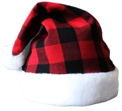 JSGHGDF Cosplay Nikolausmütze mit Gittermuster Erwachsene Warme Weihnachtsmütze für Frauen Männer Jugendliche