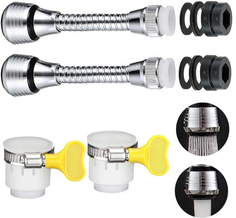 2 Pcs Kitchen Tap Spray Head, Movable Kitchen Sink Tap Spray Head Faucet Sprayer Attachment with Adjustable Faucet Extender Flexible 2 Modes Tap Aerator Filter Nozzle Anti-Splash for Bathrooms
