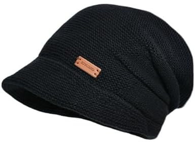 Cappelli invernali da donna, termici, in lana, con visiera, morbidi e caldi, Nero , Taglia unica