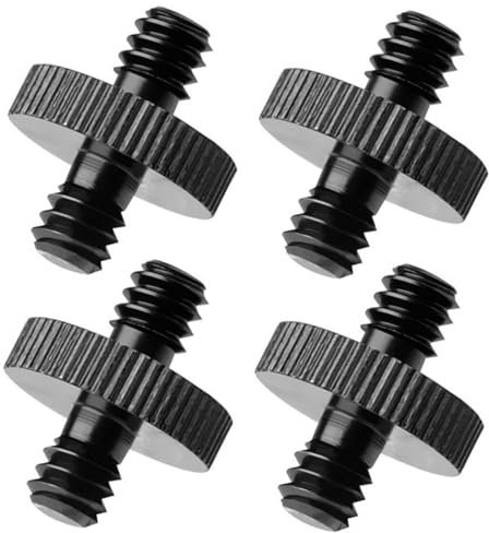 4 PACK Mic Stand Adapter, 1/4 Male to 1/4 Male Screw Threaded Adapter Camera Mic Mount Adapter Mic Screw Adapter Threaded Tripod Screw Adapter Double Sided Standard Mounting Thread Converter