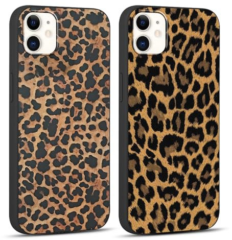 Foonary 2 Stück Handyhülle für iPhone 12/iPhone 12 Pro 6,1 Hülle Leopard Muster Design Aesthetic Motiv Mädchen Case Weich Silikon Flexibel TPU Stoßfest Schutzhülle für iPhone 12 Pro Cover,01