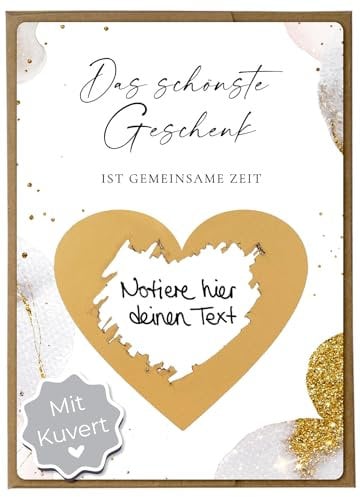 Joli Coon Das schönste Geschenk ist gemeinsame Zeit 10 Rubbelkarten mit Kuverts - Gutschein für gemeinsame Zeit - Gutschein Zeit verschenken Grußkarte