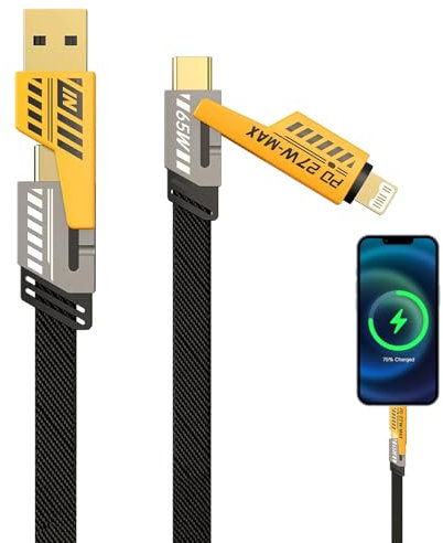 1.5M 4 in 1 Charging Cable,1 PCS 4 in 1 Charger Cable,Multi Charger Cable 4 in 1 Fast Charging,65W 4 in 1 USB Charger Cable,4 in One Charging Cable,4 in 1 Multi Phone Charger Compatible with iPhone