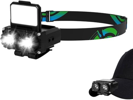 hzuisst Linterna Frontal, Frontal LED Recargable con Sensor de Movimiento, Linterna Cabeza con 5 Modos Luz, Impermeable IPX5, Luces de Advertencia Rojas para Correr Camping Excursión Pesca