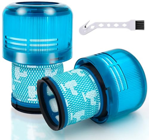 2 Stück Filter für Dyson V15 SV14 SV17 SV22 Detect Animal Absolute Extra Pro Torque Drive Akku Staubsauger, V15 Filter Ersatzfilter Zubehör mit 1 Bürste, Ersetzen Sie # 970013-02