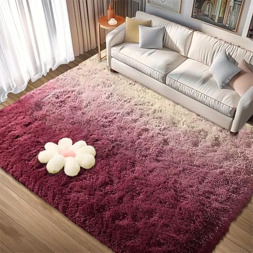 Tapis de Chambre Enfant 30 x 300 cm, Soft à Poils Longs Moelleux, Antidérapant, Intérieur Moderne Décoration, pour Salon Tapis Cuisine Enfant Moquette, Rouge Profond