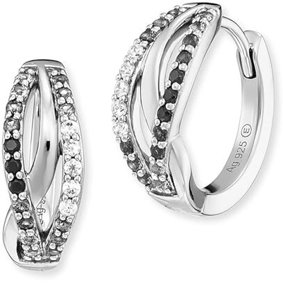 Engelsrufer Damen Yin Yang Infinity Creolen aus Sterling Silber - besetzt mit 44 weißen bis schwarzen Zirkonia Steinen - Clipverschluss - nickelfrei