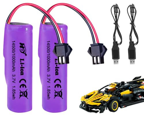 CLIUNT 1000mah 3.7V RC Akku, 2pcs Wiederaufladbare Lithium-Ionen SM-2P Akku mit USB-Ladekabel, RC Rechargeable Battery Für RC Fahrzeuge, Boote, Panzer, Auto, Roboter, Stunt Car