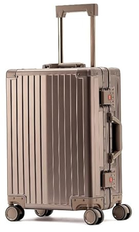 Aluminium Reisekoffer Champagner HEUER Stripe Hartschalenkoffer Suitcase Trolley Luggage (S)