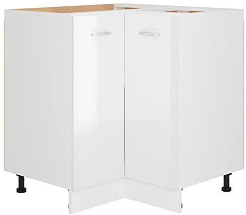HETFTJN Barschrank Küchenunterschrank Küchenschränke Vorratsschrank - Eckunterschrank Hochglanz-Weiß 75,5x75,5x81,5 cm Holzwerkstoff für Küche Esszimmer Wohnzimmer Badezimmer
