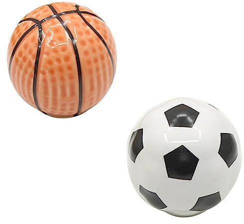 Alipis Football Basketball Ceramic Cabinet Knobs Set, Round Single Hole Drawer Pull Handles for Wardrobe Kitchen Cupboard, Household Furniture Doorknobs, 2pcs Sports-Themed Accessories