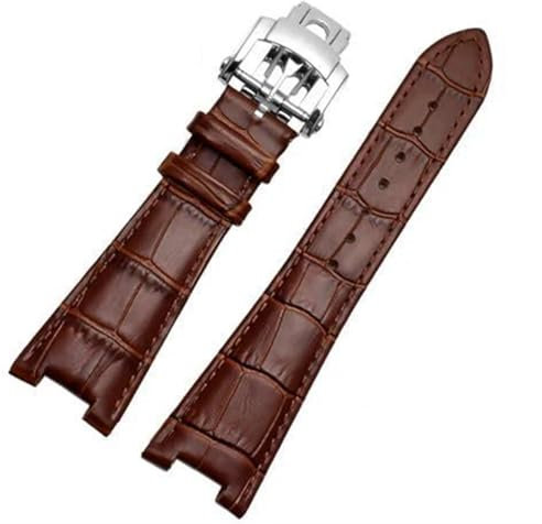 SERDAS Uhrenarmband aus echtem Leder, passend für Patek Philippe 5711 5712G Nautilus, braun, schwarz, blau, weiches Rindsleder, 25 mm x 13 mm(Brown)