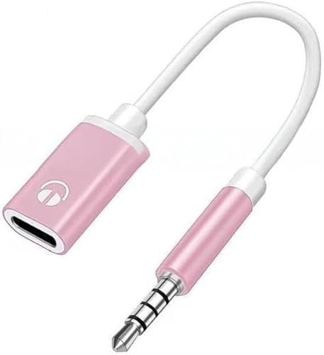 Cawhui Headphone Jack Adapter, 3.5mm Male to TypeC Female Audio Cable Cord, USB C to Aux Audio Dongle Cable Cord, Compatible with MP3 Players, CD Players, Laptops, Tablets, Smartphone (Pink)
