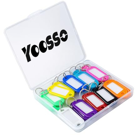 20 Stück Schlüsselanhänger Beschriftbar Mit Ring, 10 Farben, 4,8 x 2,1 Cm | Beschriftbar Kunststoff Schlüsselschilder mit Ring Schlüssel Beschriftung zum Schlüssel Koffern Haustieren