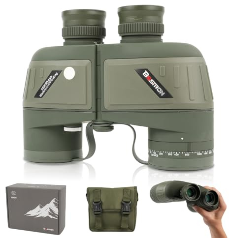 BOSTRON Marine Fernglas10X50 mit Entfernungsmesser für Segeln Angeln | Ferngläser Feldstecher IPX7 Wasserdicht BAK4 FMC mit Tasche und Gurt für Wassersport-Enthusiasten und Hobbysegler