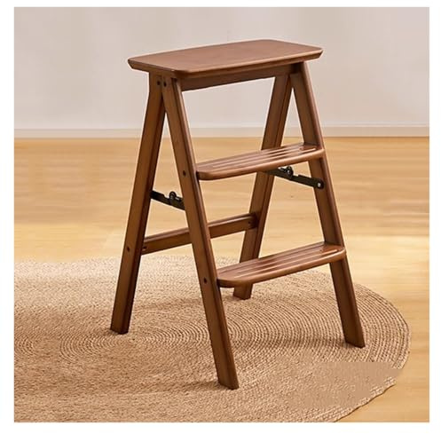 Foldable 3Step Wooden Ladder ChairThickened Portable Garden Tool & Decorative Ladder Shelf for Living Room & GardenVersatile MultiUse Stair Chair