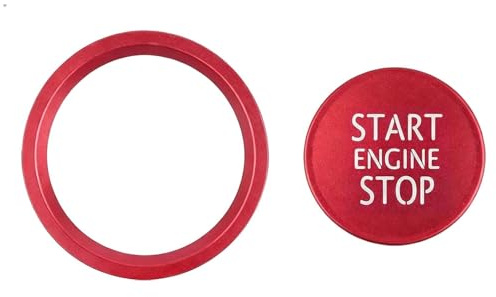 Bouton Start Stop Voiture Audi Rouge en Alliage Aluminium, Cache Décoratif Autocollant pour Bouton Démarrage Moteur Compatible Audi A4 A5 A6 A7 A8 Q5, bouton start stop engine, bouton de starter