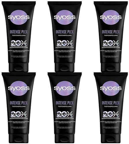 6x SYOSS Intense Plex Tiefenspülung bis zum 20x Stärker für Geschmeidiges haar,250ml (6er Pack)