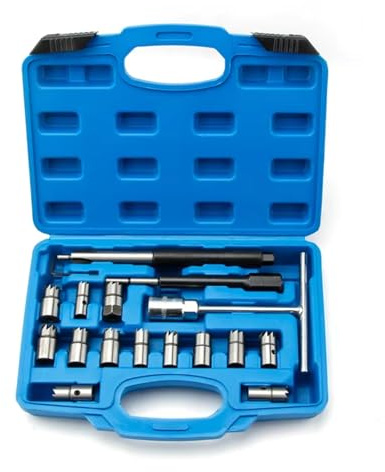 Socket Set 17pcs Diesel Fuel Injector For Seat Cleaning Kit Diesel Nozzle Reamer Nozzle Holder Cleaner Repair Tool Set