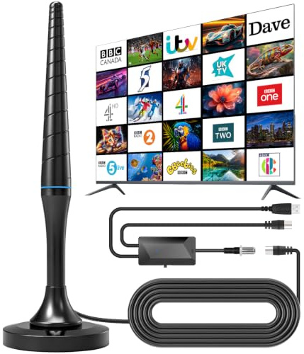 Indoor TV Aerial for Smart TV with Signal Booster - Freeview Aerials