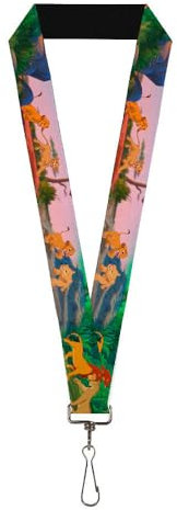 Buckle Down Lanière – 2,5 cm – Scènes de Croissance du Roi Lion Simba et Nala Chaîne de clé, Multicolore, Taille Unique Mixte