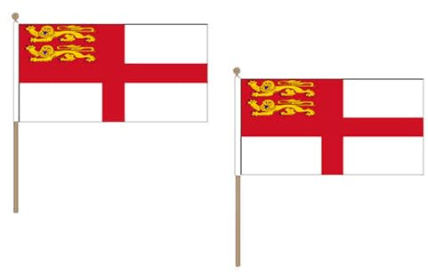 Drapeau Sercq 45x30cm HAMPE en bois - LOT DE 10 Drapeaux île Anglo-Normande de Sark 30 x 45 cm - AZ FLAG