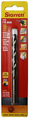 Starrett Split Point Drill Bits - HSS High Speed Steel 8x117mm KBAR080 Twist Drill Bit - For Steel Cast Iron Wood Soft Materials Iron