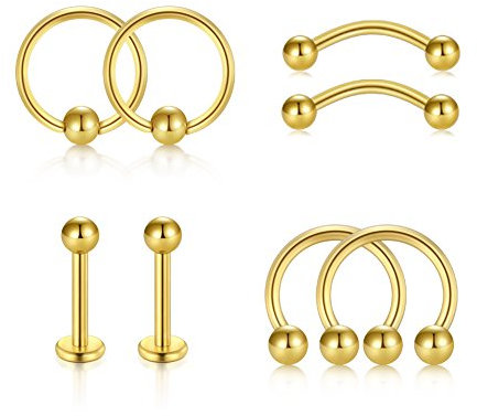 VF VFUN 316L Chirurgenstahl Tragus Piercing 16G Kugel Helix Ohr Cartilage Ohrstecker Gold