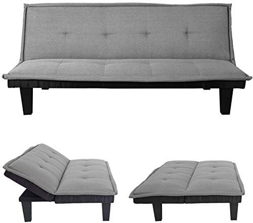 Mendler 3er-Sofa HWC-C87, Couch Schlafsofa Gästebett Bettsofa Klappsofa, Schlaffunktion 170x100cm - Textil, hellgrau