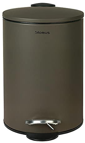 blomus -TUBO- Treteimer aus pulverbeschichtetem Stahl, Tarmac, 3L Fassungsvermögen, Smart-Close-System, entnehmbarer Eimer, exklusives Badaccessoire (H / B / T: 24,5 x 17 x 17 cm, Tarmac, 69159)