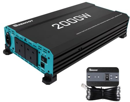 Renogy 2000W Pure Sine Wave Inverter, 4000W Peak 12V DC to 240V AC Power Converter with UK Sockets, UPS Function and Remote Controller for Off-grid, RV, Truck, Boat, Camping, and Home