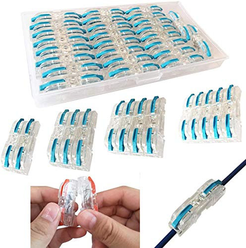 CTRICALVER 26 pcs SPL-1 Compact Connettore | Morsettiera a Barra di Pressione Bilaterale | Morsettiere elettriche (Blu)