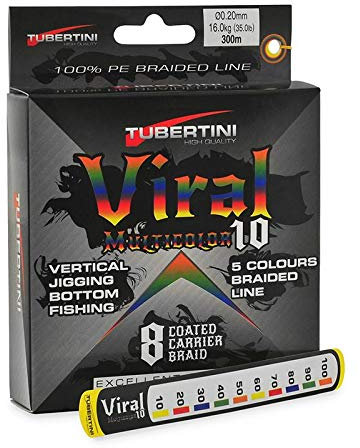 Tubertini Filo da Pesca Viral Multicolor 10 Trecciato PE Dyneema Ideale per Tutte Le Tecniche di Pesca Resistente al Nodo Ottimo Carico di Rottura