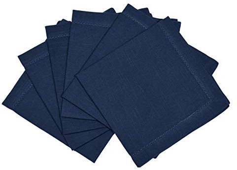 Penguin Home 100% Premium-Leinenoptik mit wiederverwendbaren Servietten mit Hohlsaum – Täglicher Gebrauch als Dinnerservietten – 6er-Set, einfarbiges Marineblau, 50 x 50 cm