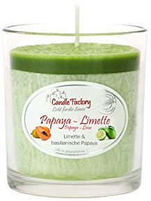 Candle Factory Party Light Duftkerzen aus pflanzlichem Stearin im Whiskey Glas, ca. 30h Brennzeit, Duft: Papaya & Limette