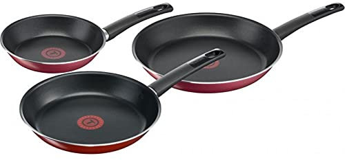 Tefal Lot de 3 pôeles Rouges Intro