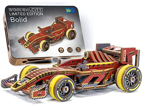 WOODEN.CITY Bolid Limited Edition - 3D-Holz Rennwagen Formel 1, Holzpuzzle Erwachsene, Modellauto Bastelset, Laser Cut 3D Puzzle, Bausatz Erwachsene, Modellbausatz, Holzbausatz