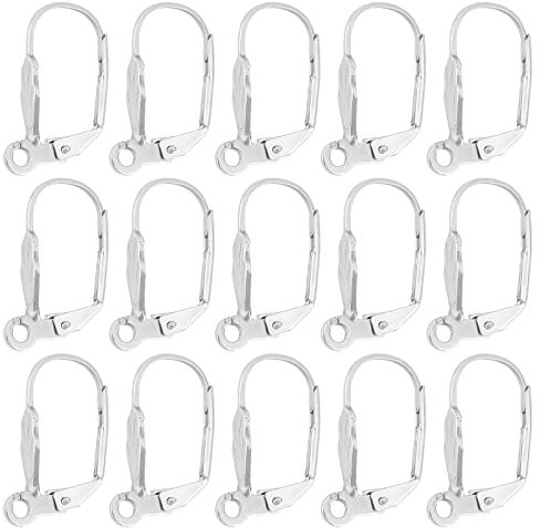 DICOSMETIC 60 Stück Edelstahl Ohrring Haken Hebelver Ohrhaken Französische Ohrhaken Hypoallergene Ohrring Haken 19x11mm Ohrhaken mit Schlaufe 1.5mm Für DIY Ohrringe Schmuckherstellung
