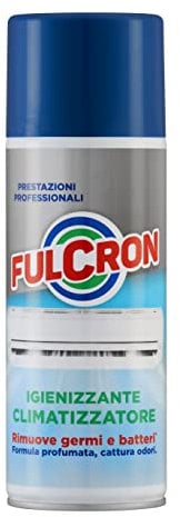 FULCRON Igienizzante Climatizzatori 400 ml, Formula base Alcool, Rimuovere Germi e Batteri, Elimina Cattivi Odori, Fragranza Profuma Ambiente, Idoneo HACCP